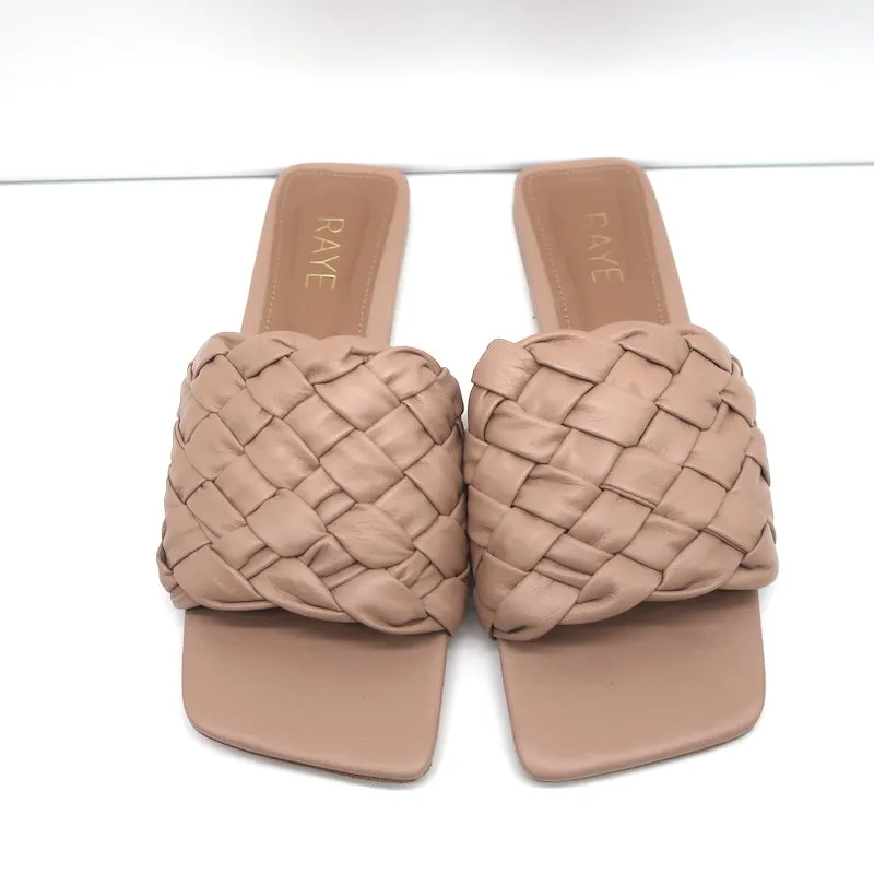 RAYE Slide Sandalen Ever Nude Geflochtenes Leder Größe 7.5