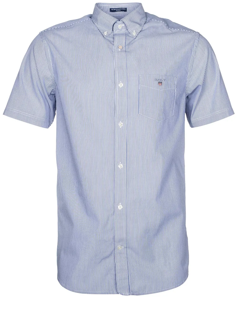 Regular Fit Broadcloth Banker Buttondown Kurzarmhemd College Blau