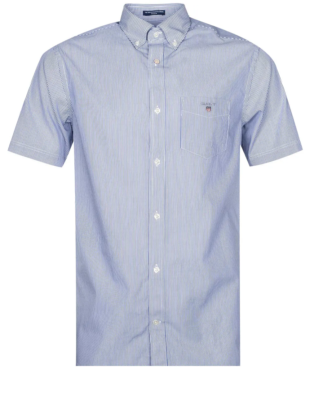 Regular Fit Broadcloth Banker Buttondown Kurzarmhemd College Blau