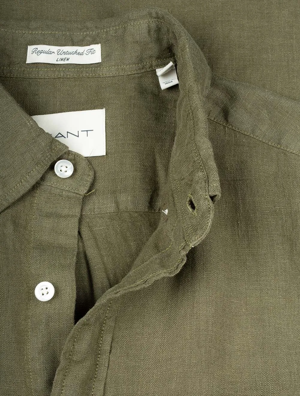 Regular Fit Garment Dyed Leinenhemd Wacholdergrün