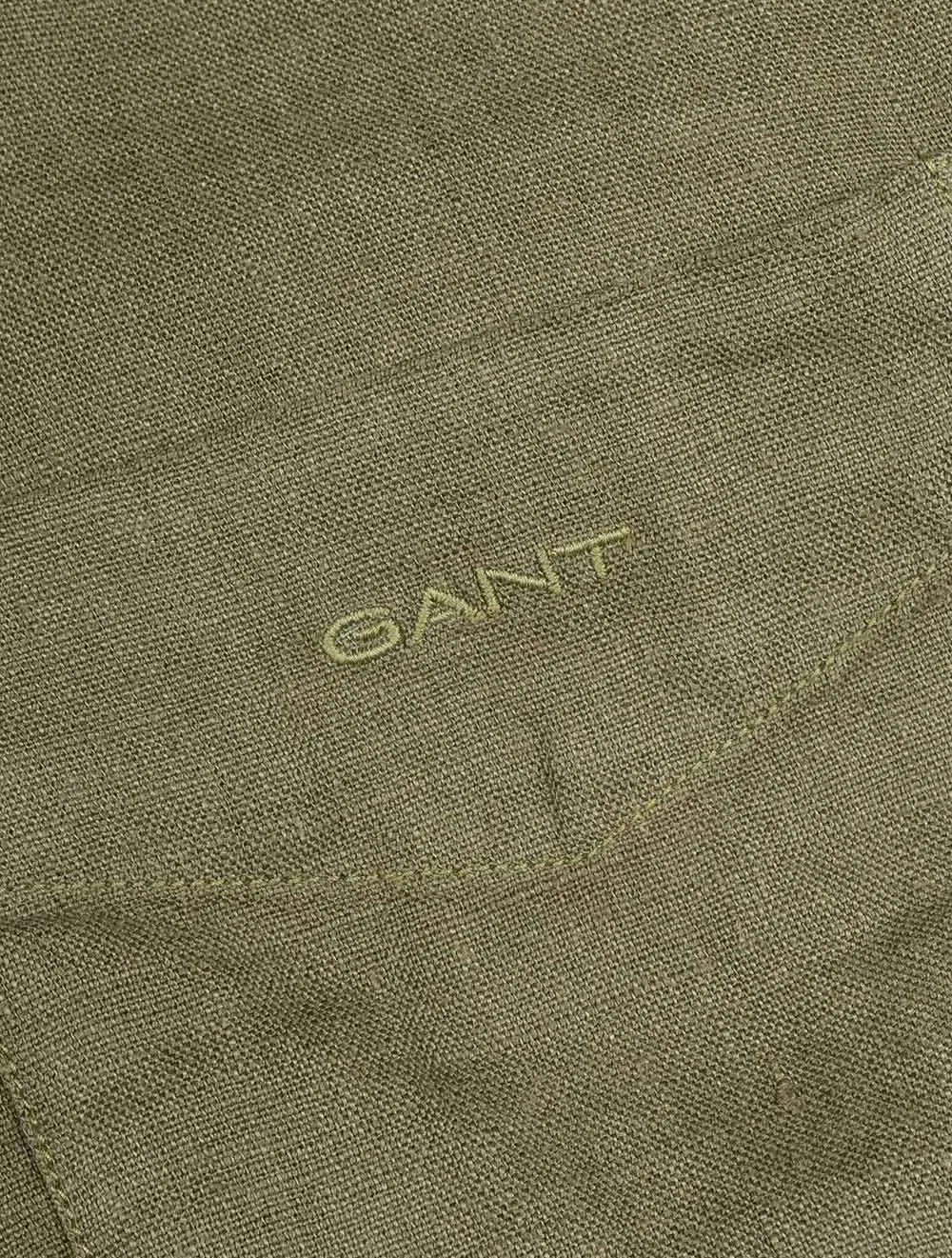 Regular Fit Garment Dyed Leinenhemd Wacholdergrün