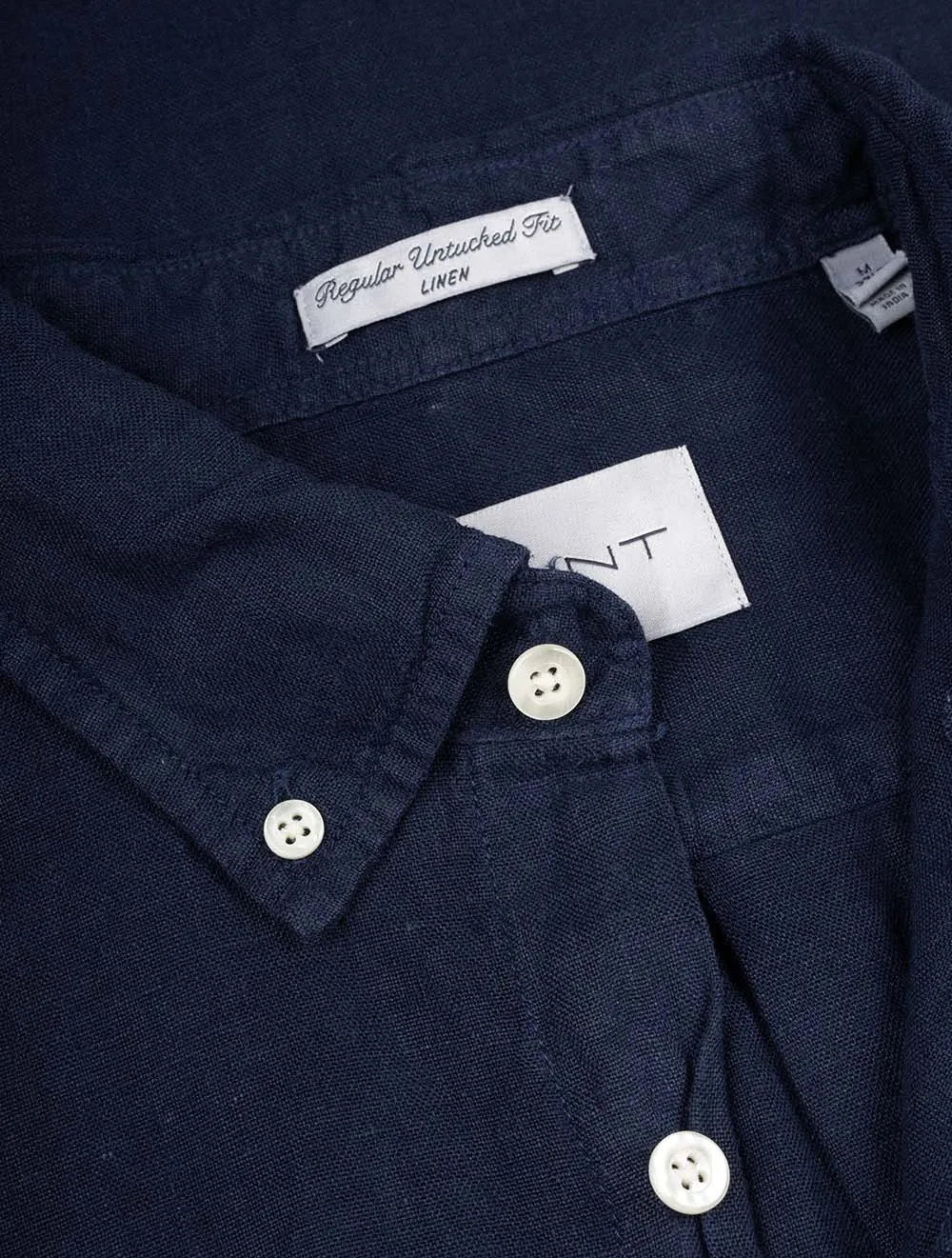 Regular Fit Garment Dyed Leinenhemd Marine