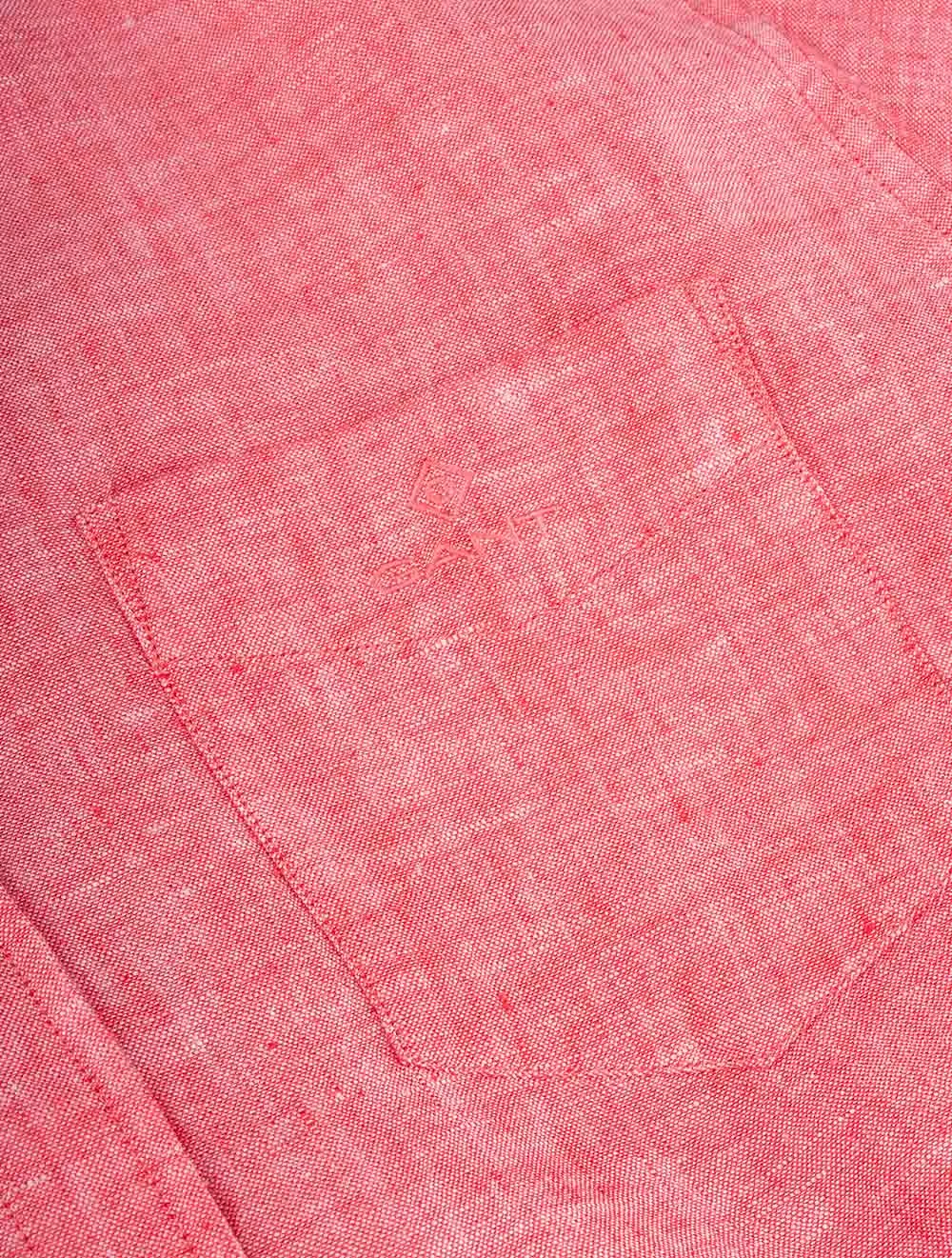 Regular Fit Leinenhemd mit Knopfleiste in Wassermelonen-Pink