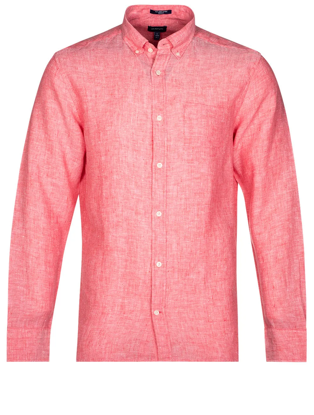 Regular Fit Leinenhemd mit Knopfleiste in Wassermelonen-Pink