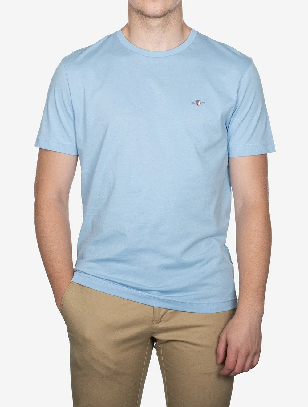 Regular Fit Shield Kurzarm T-Shirt Capri Blau