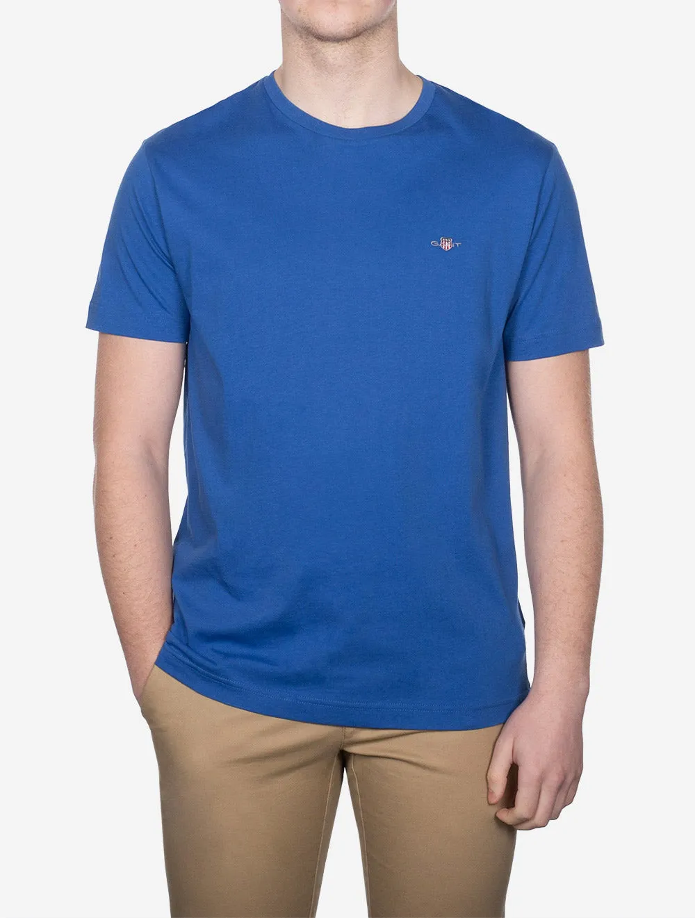 Regular Fit Shield Kurzarm T-Shirt Reichhaltiges Blau