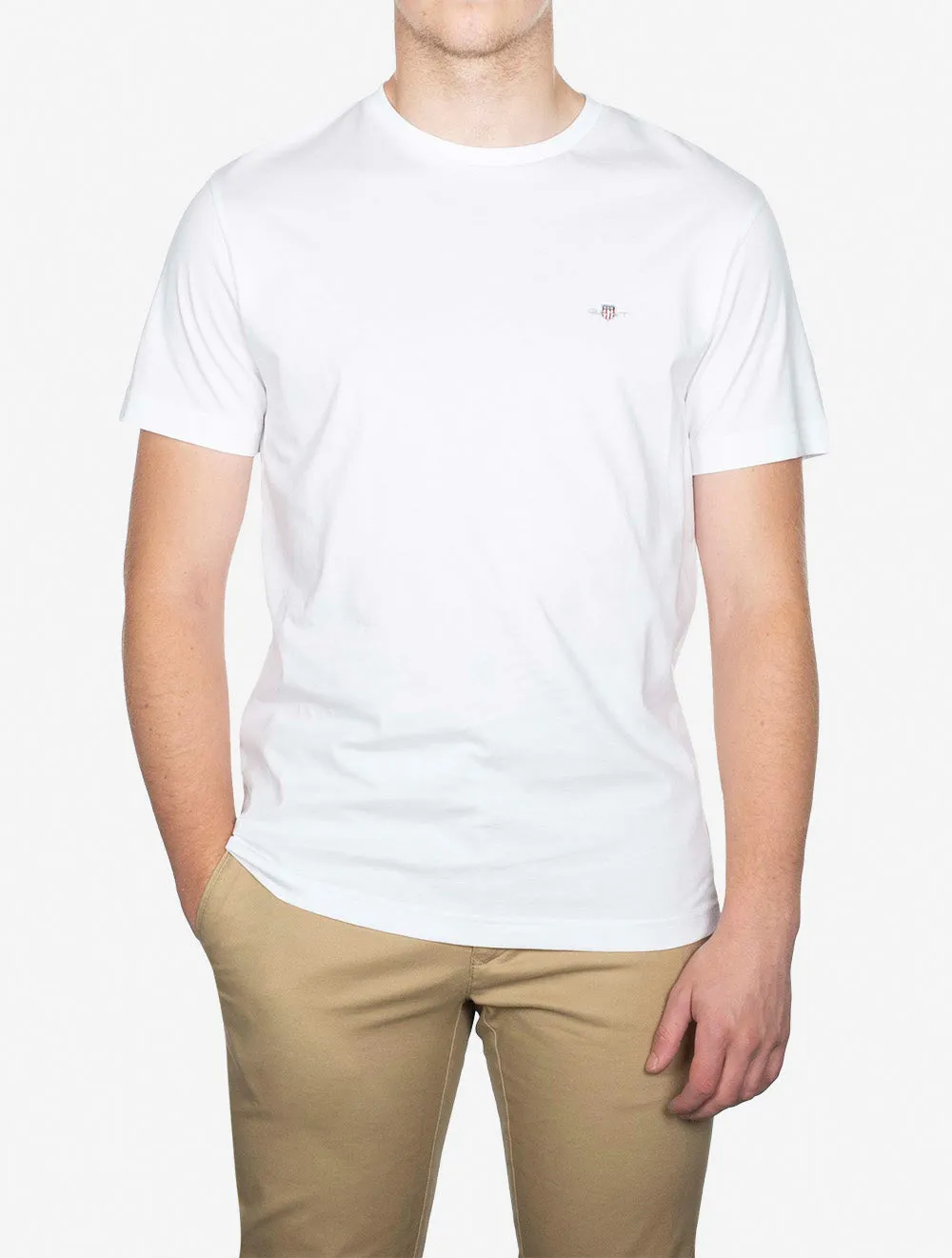 Regular Fit Shield Kurzarm T-Shirt Weiß