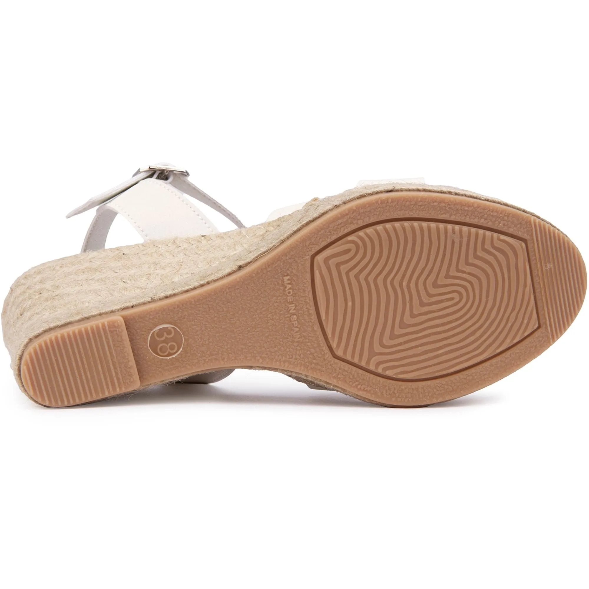 Rhabarber Damen Vegane-Leder Espadrille Keil-Sandalen | Weiß