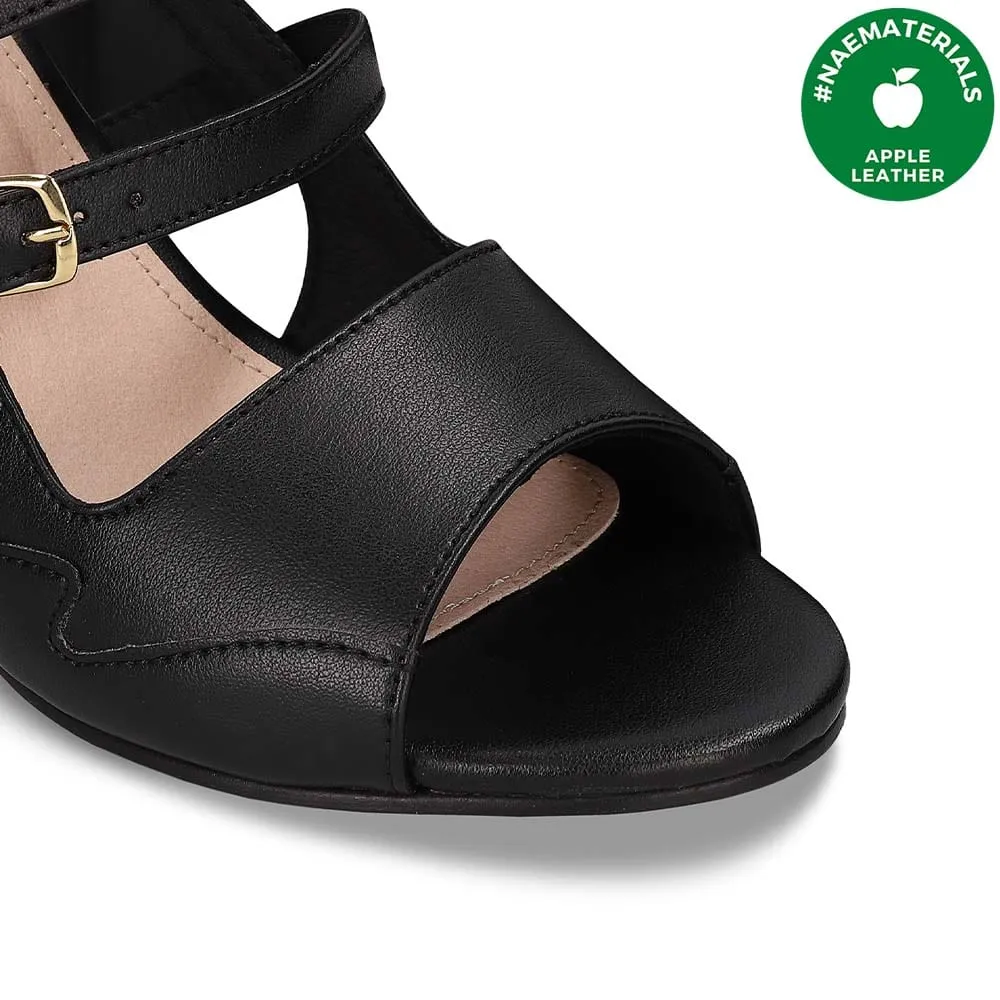 Roma Vegan Apfel-Leder High-Heel Sandalen | Schwarz