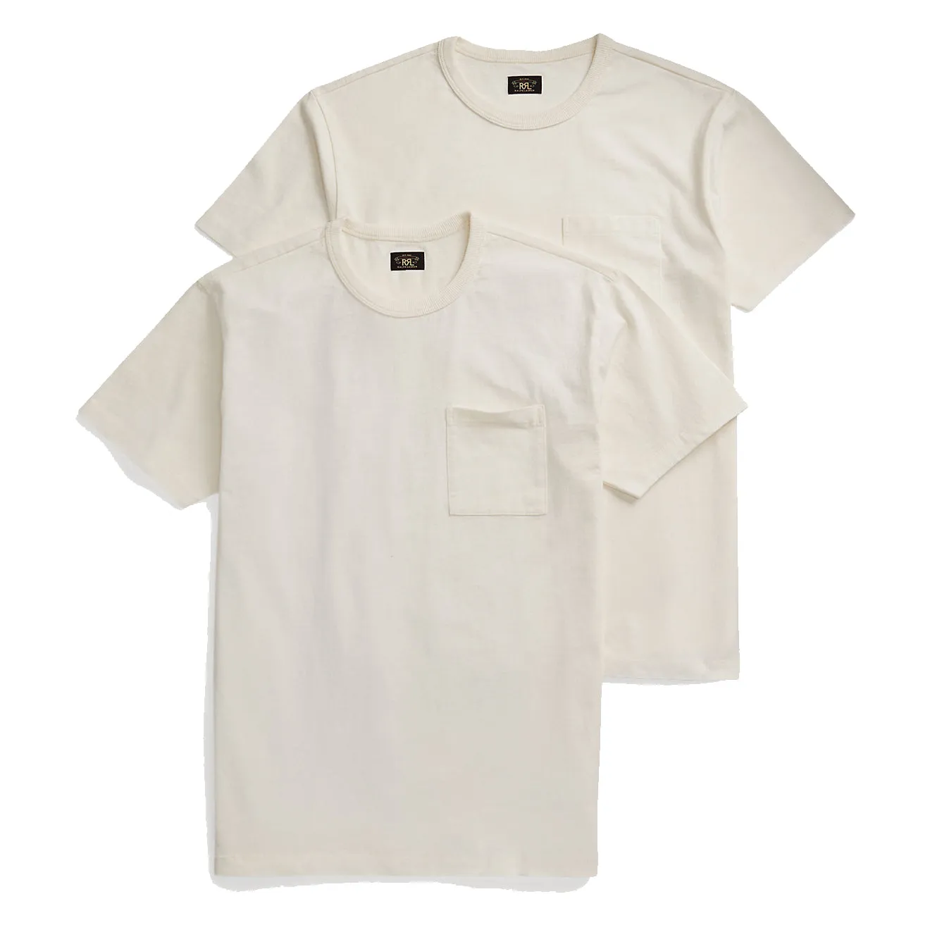 RRL von Ralph Lauren zweiteiliges T-Shirt mit aufgefärbter Tasche in Warmweiß