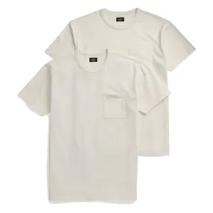 RRL von Ralph Lauren zweiteiliges T-Shirt mit aufgefärbter Tasche in Warmweiß