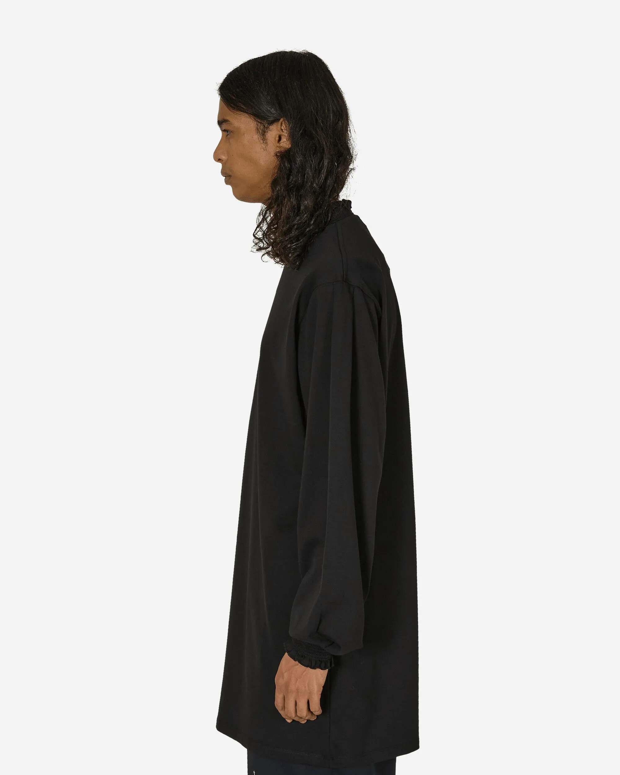 Rüschen-Langarmkleid Schwarz