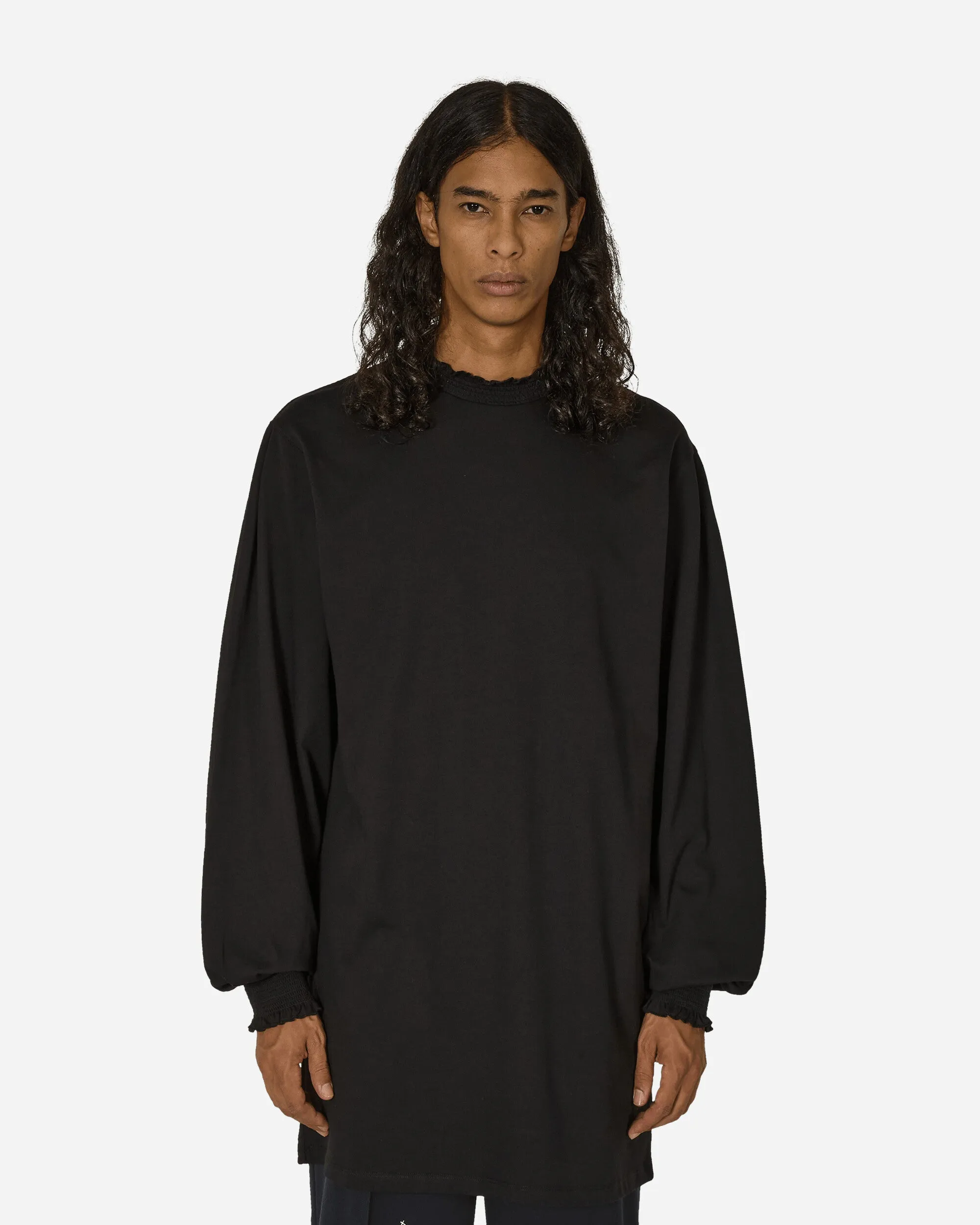 Rüschen-Langarmkleid Schwarz