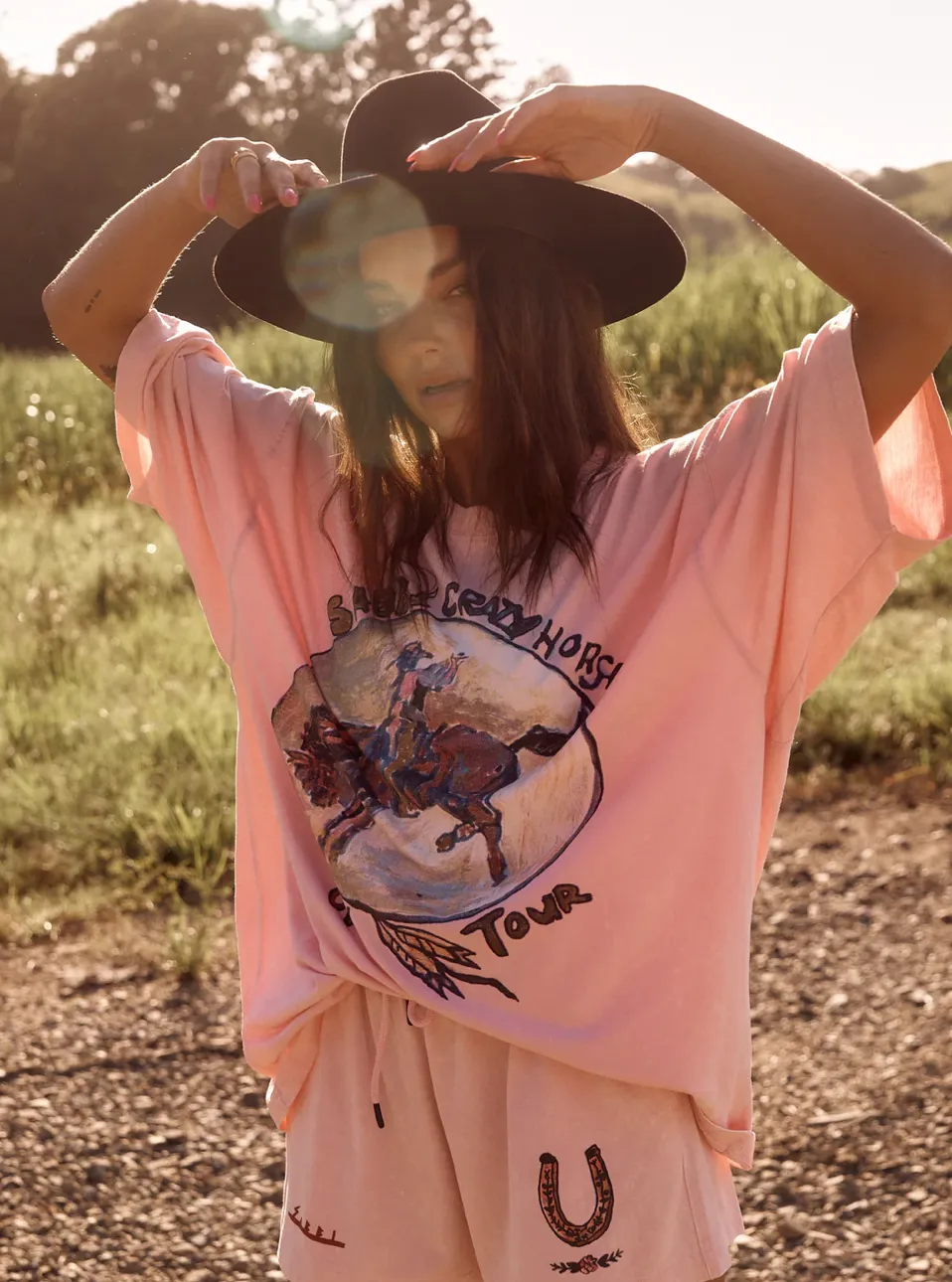SABBI Crazy Horse Übergröße T-Shirt - Pink