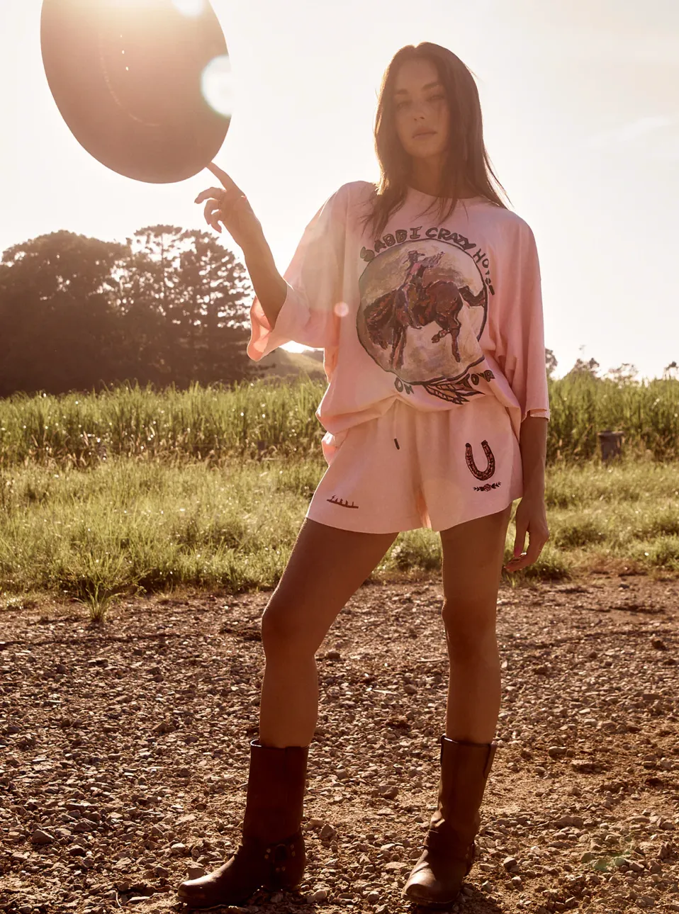 SABBI Crazy Horse Übergröße T-Shirt - Pink