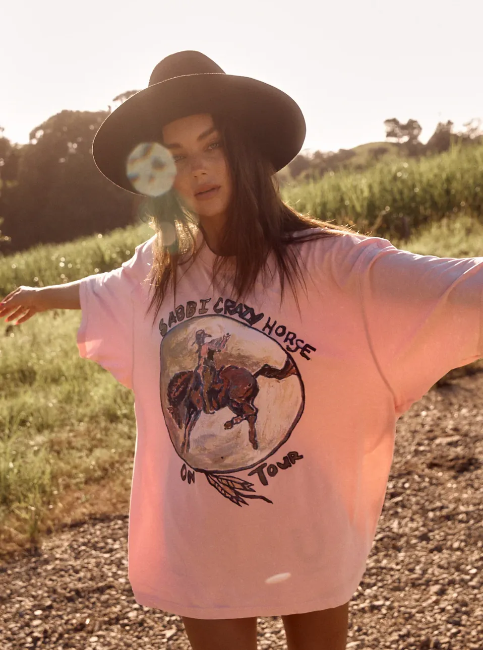 SABBI Crazy Horse Übergröße T-Shirt - Pink