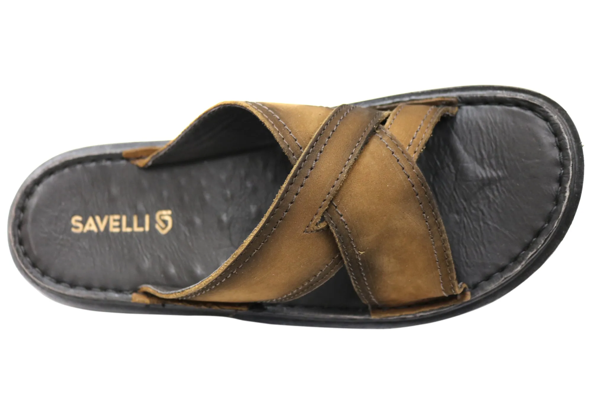 Savelli Kobes Herren Ledergleitsandalen mit Komfort, hergestellt in Brasilien Savelli Schuhe