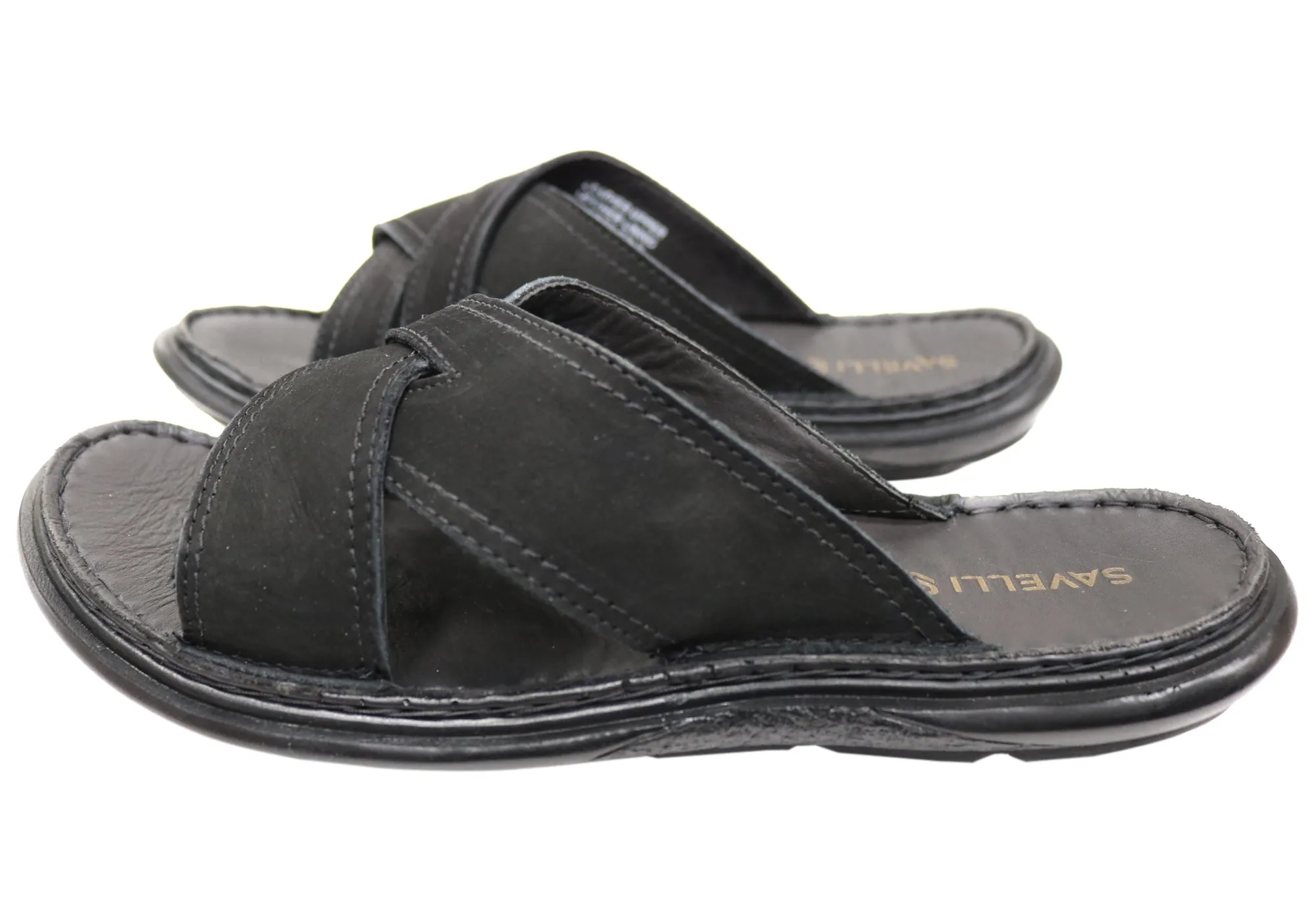 Savelli Kobes Herren Ledergleitsandalen mit Komfort, hergestellt in Brasilien Savelli Schuhe