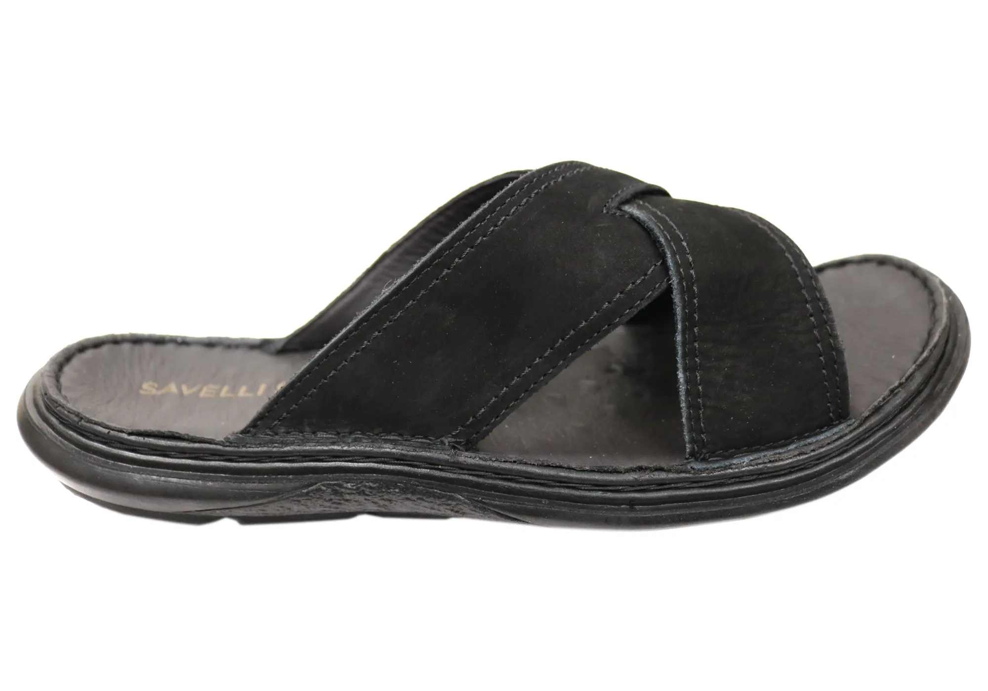 Savelli Kobes Herren Ledergleitsandalen mit Komfort, hergestellt in Brasilien Savelli Schuhe