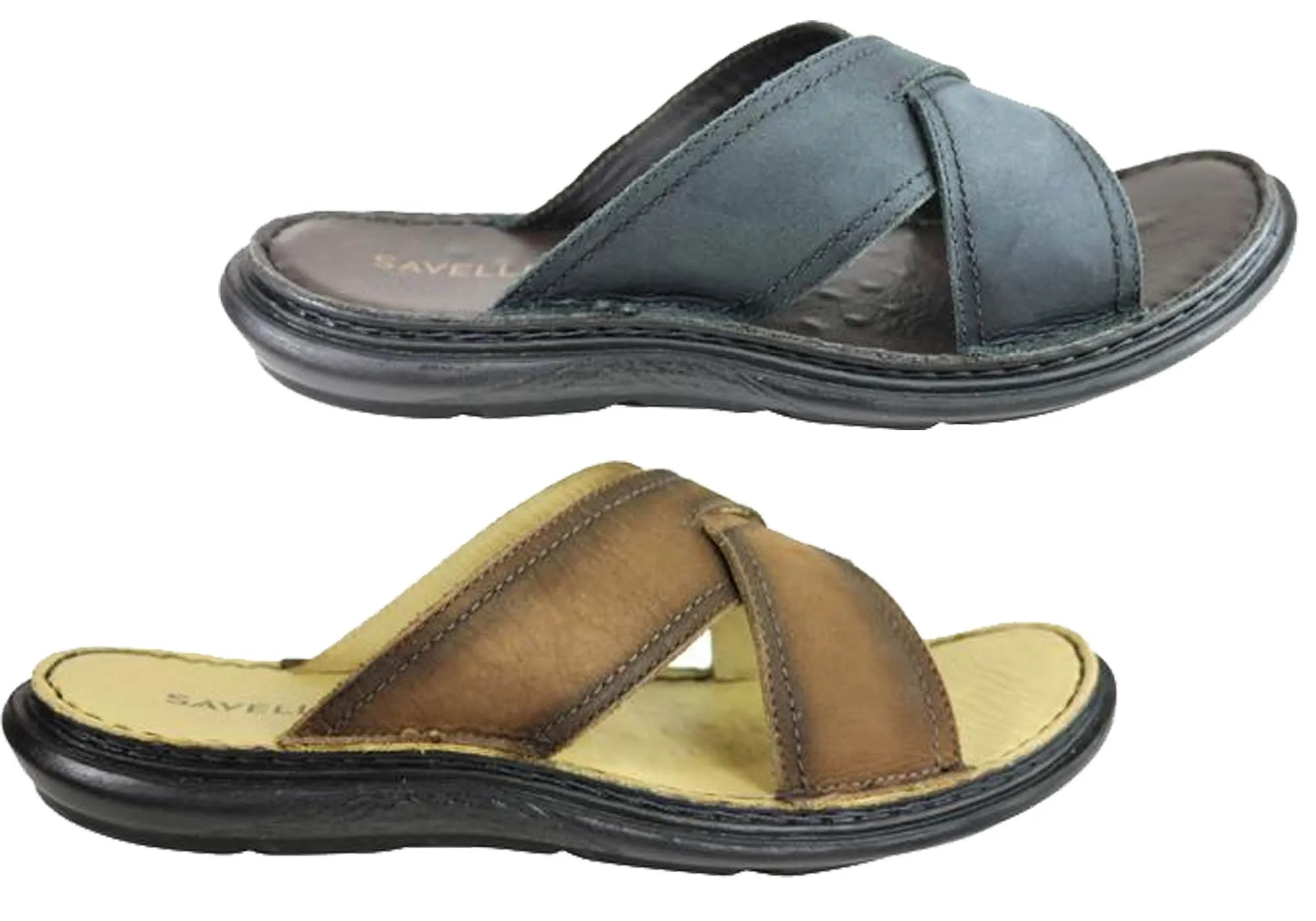 Savelli Kobes Herren Ledergleitsandalen mit Komfort, hergestellt in Brasilien Savelli Schuhe