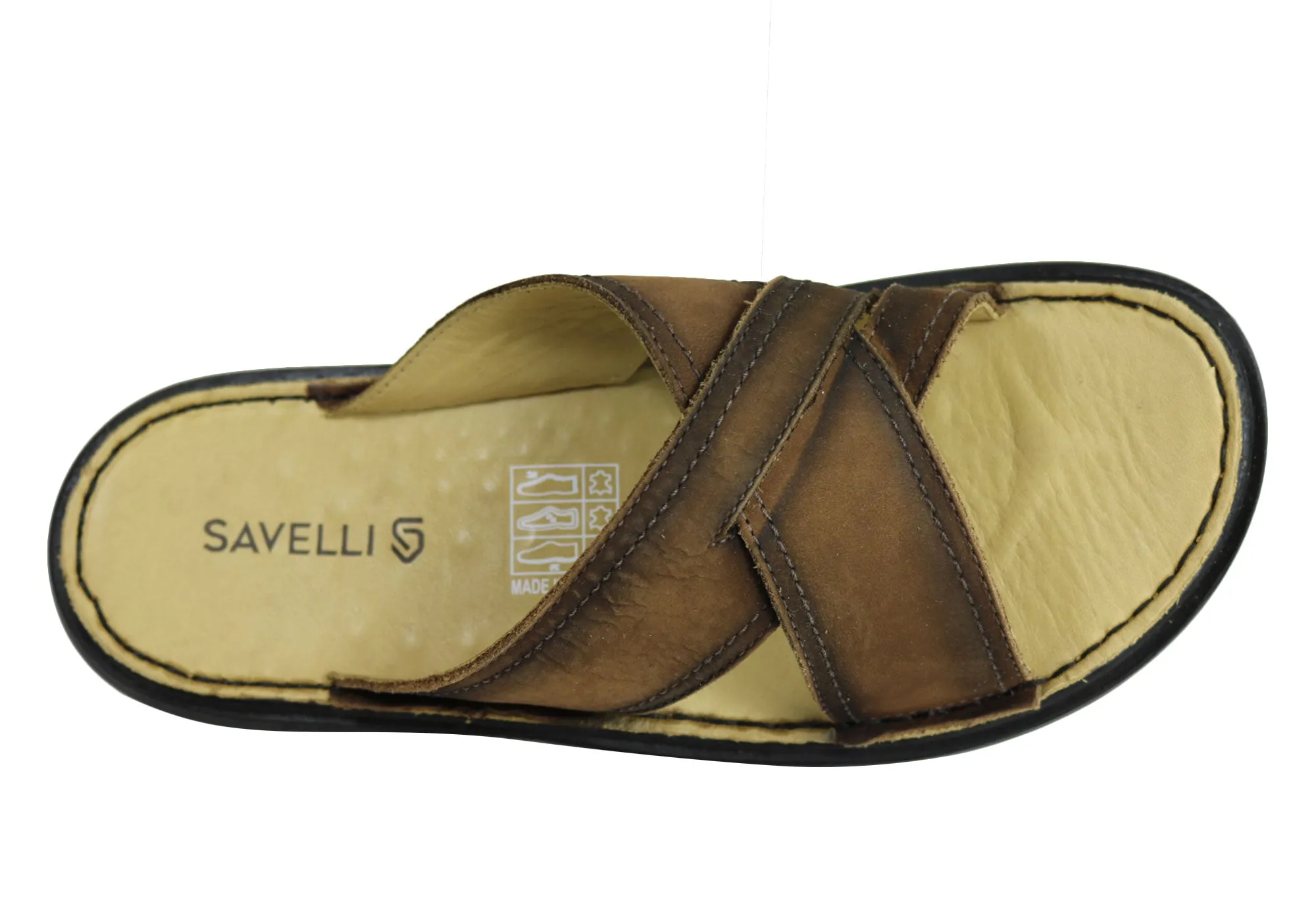 Savelli Kobes Herren Ledergleitsandalen mit Komfort, hergestellt in Brasilien Savelli Schuhe