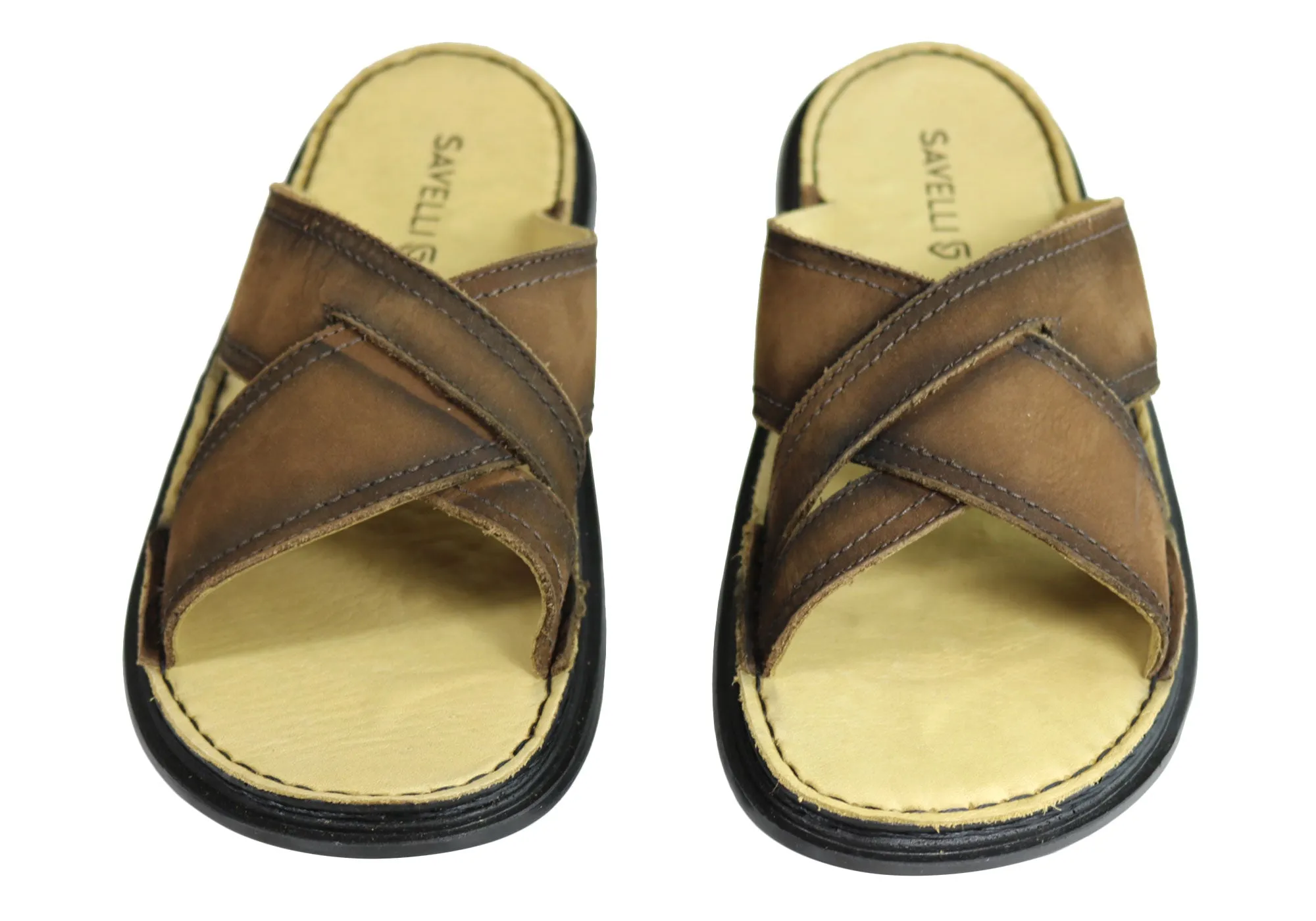 Savelli Kobes Herren Ledergleitsandalen mit Komfort, hergestellt in Brasilien Savelli Schuhe
