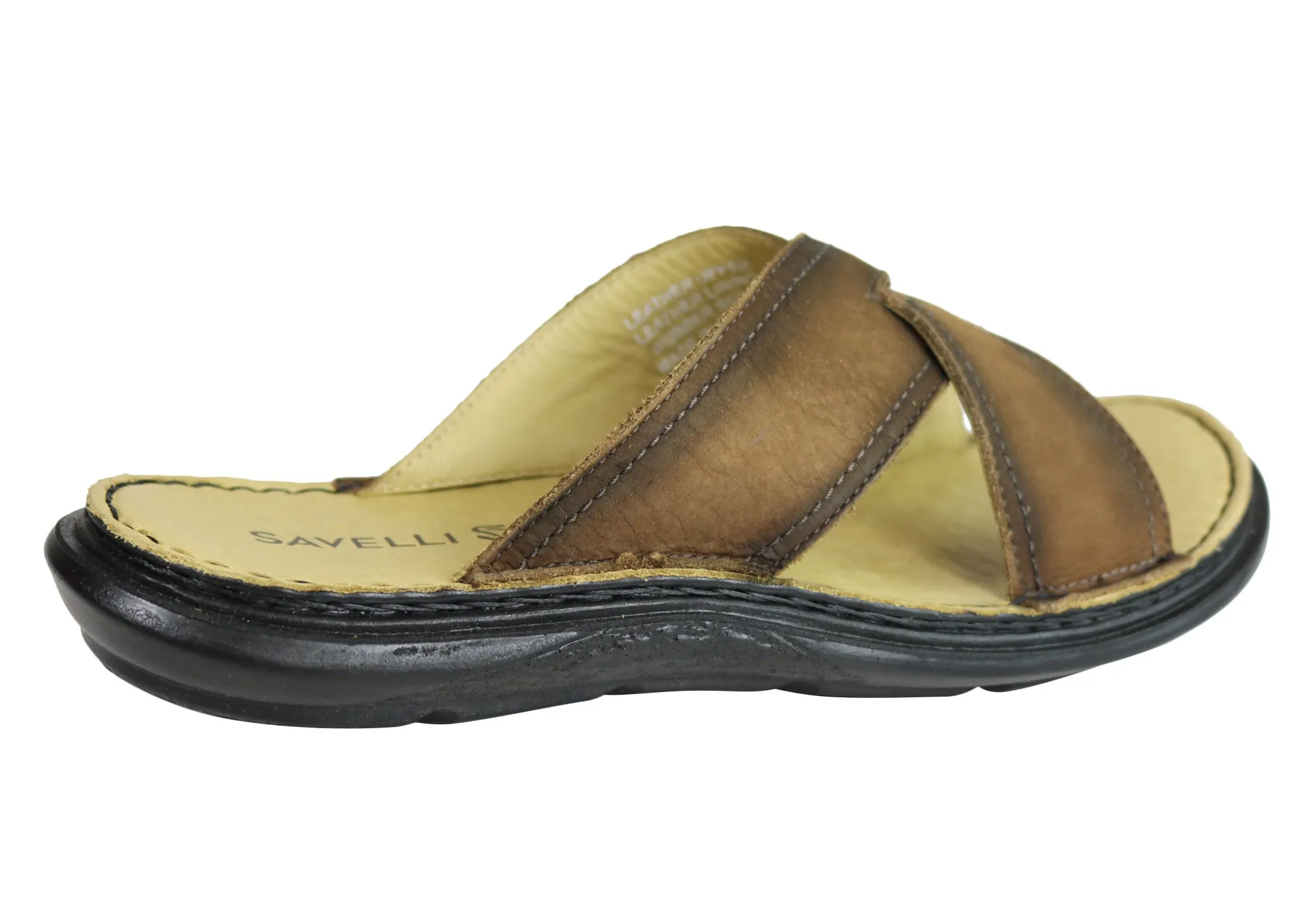 Savelli Kobes Herren Ledergleitsandalen mit Komfort, hergestellt in Brasilien Savelli Schuhe