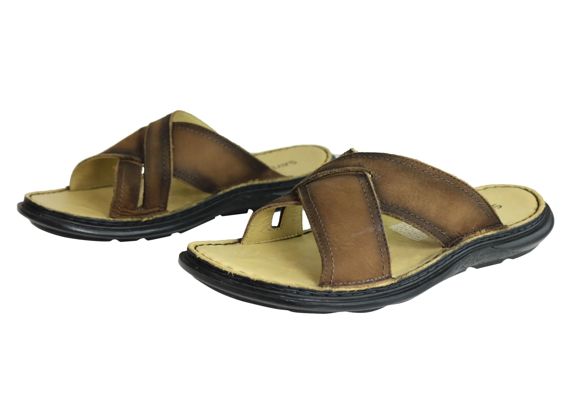 Savelli Kobes Herren Ledergleitsandalen mit Komfort, hergestellt in Brasilien Savelli Schuhe