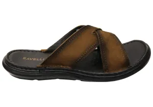 Savelli Kobes Herren Ledergleitsandalen mit Komfort, hergestellt in Brasilien Savelli Schuhe