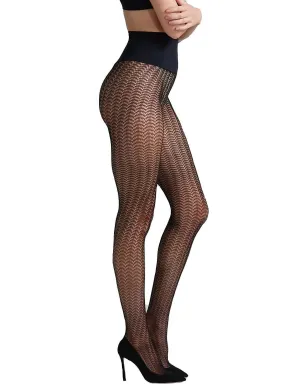 Gewelltes Netz-Tight in Schwarz