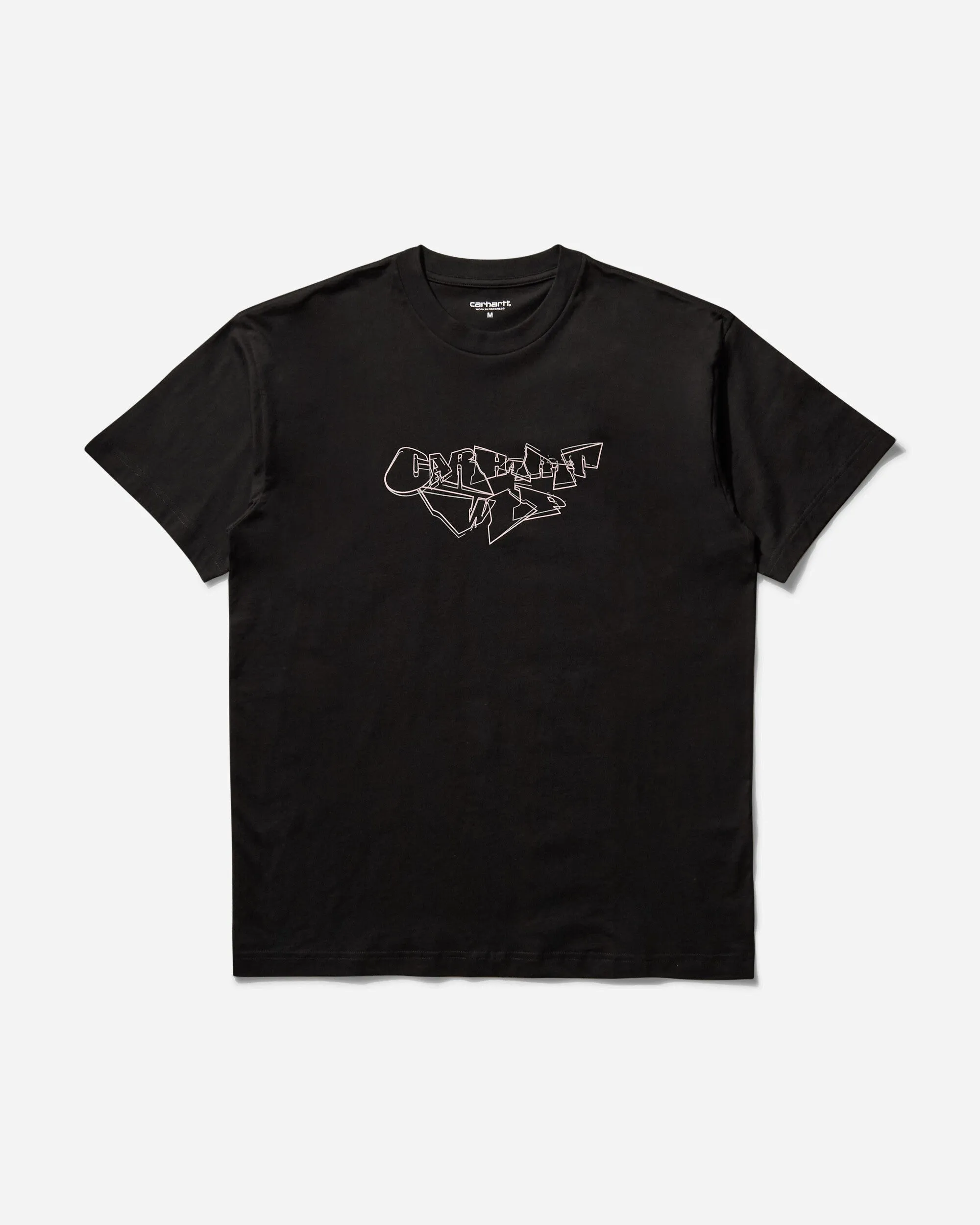 Verdrehtes Schrift-T-Shirt Schwarz