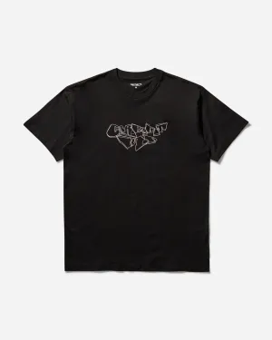 Verdrehtes Schrift-T-Shirt Schwarz