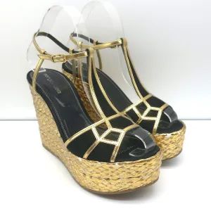 Sergio Rossi Espadrille Keil-Sandalen Easy Puzzle Schwarz Ausschnitt Wildleder Größe 37.5