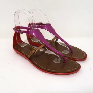 Sergio Rossi Jelly Sandals Cleo Lila/Rot/Braun Colorblock Größe 36 T-Band Flach