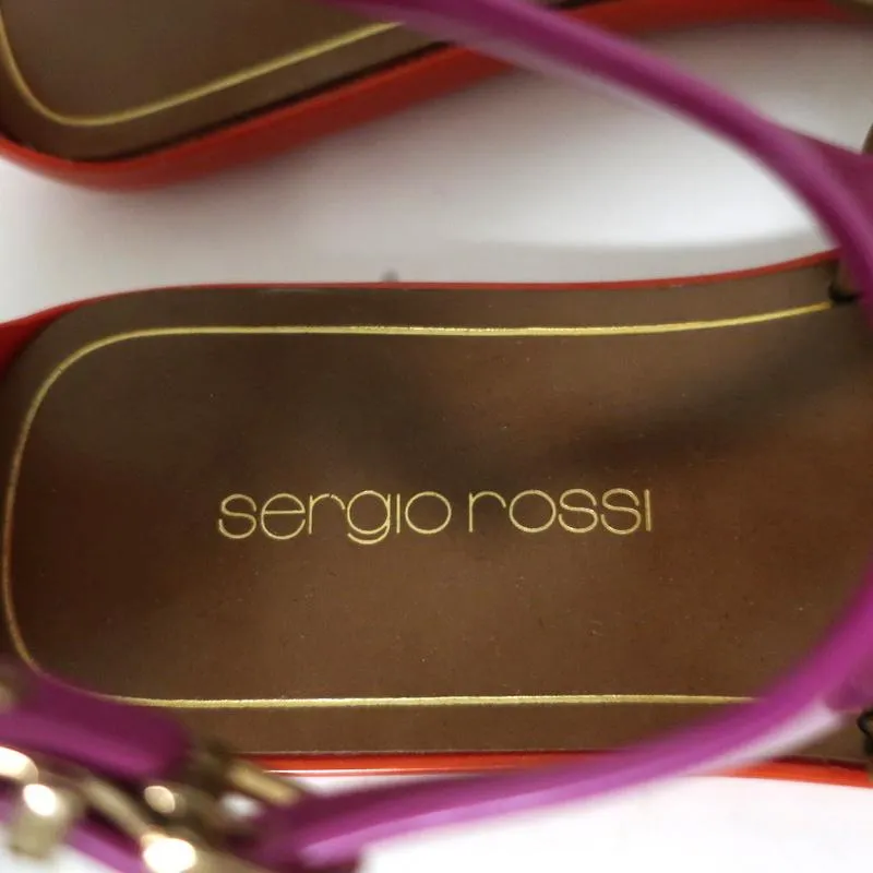 Sergio Rossi Jelly Sandals Cleo Lila/Rot/Braun Colorblock Größe 36 T-Band Flach