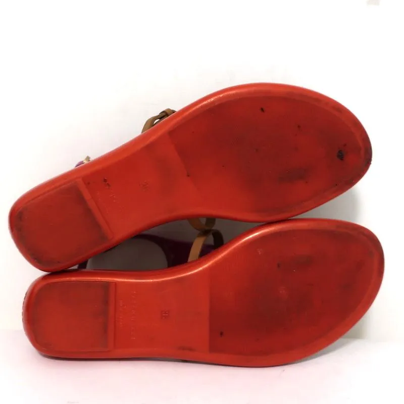 Sergio Rossi Jelly Sandals Cleo Lila/Rot/Braun Colorblock Größe 36 T-Band Flach