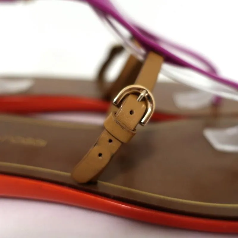 Sergio Rossi Jelly Sandals Cleo Lila/Rot/Braun Colorblock Größe 36 T-Band Flach