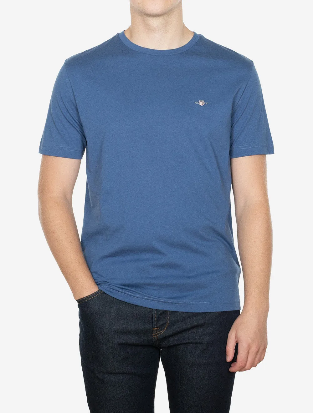 Shield Kurzarm T-Shirt Regular Vintage Blau
