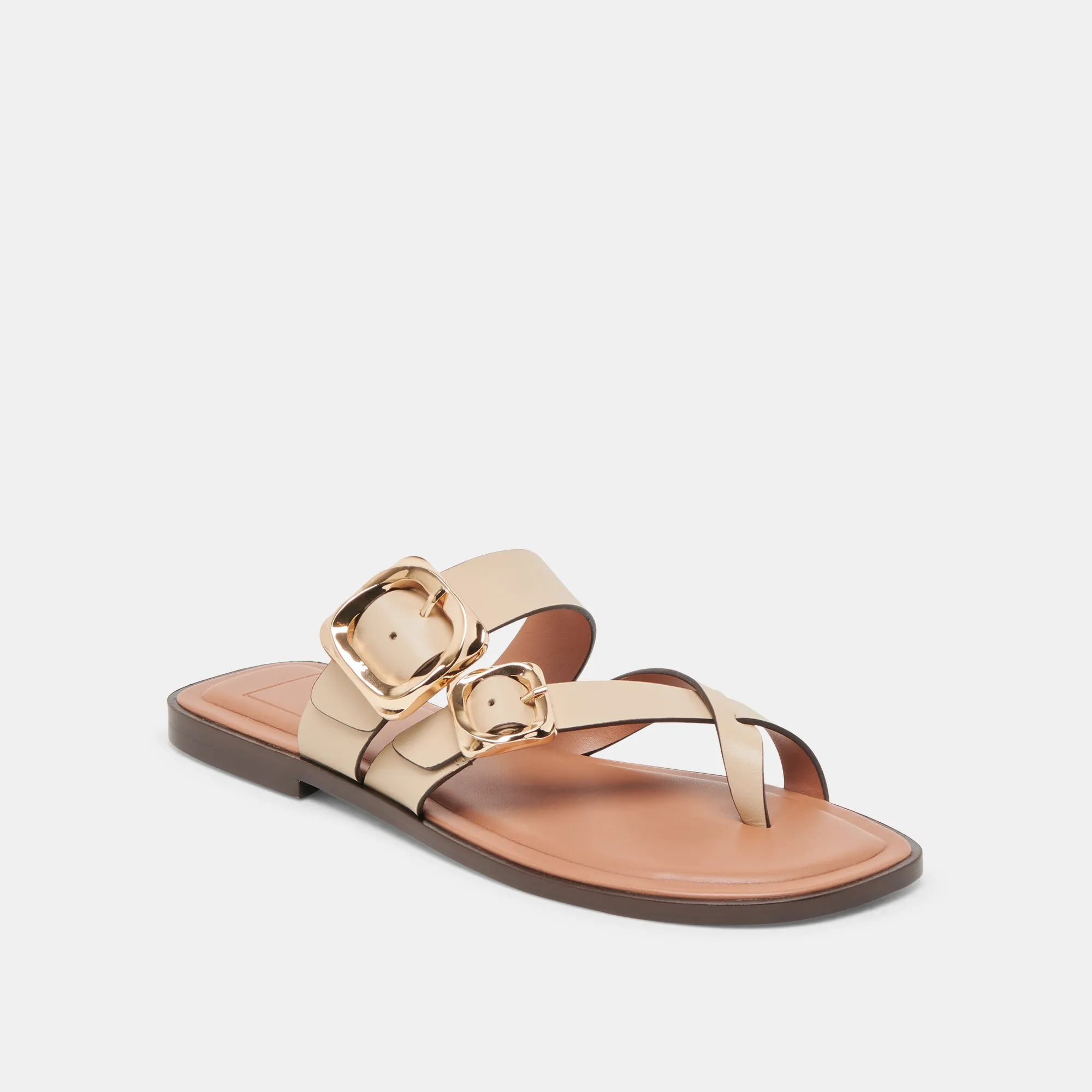 STRAND SANDALEN IN ELFENBEIN LEDER