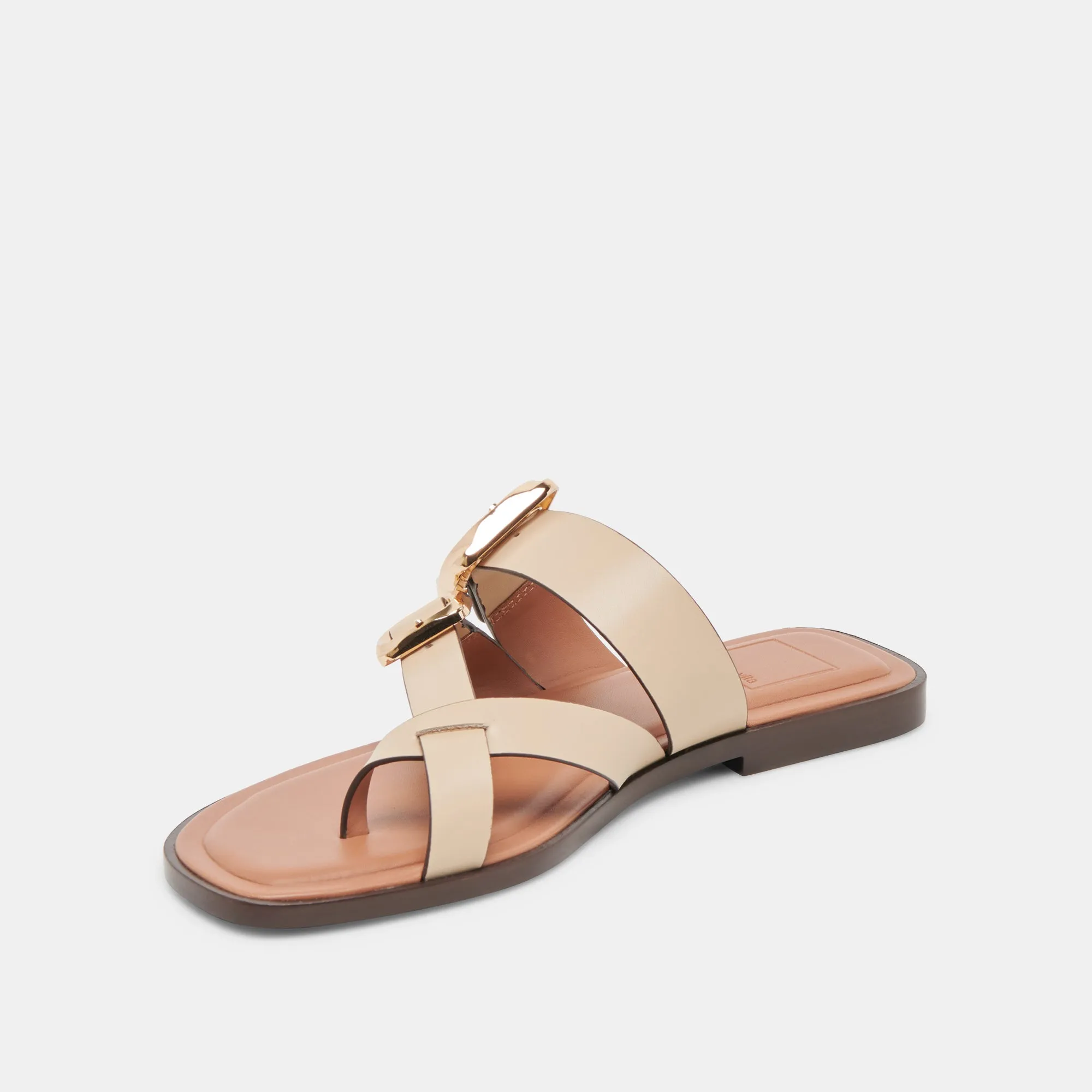 STRAND SANDALEN IN ELFENBEIN LEDER