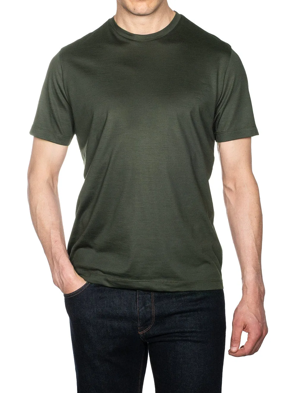 Kurzärmliges Woll-T-Shirt Grün