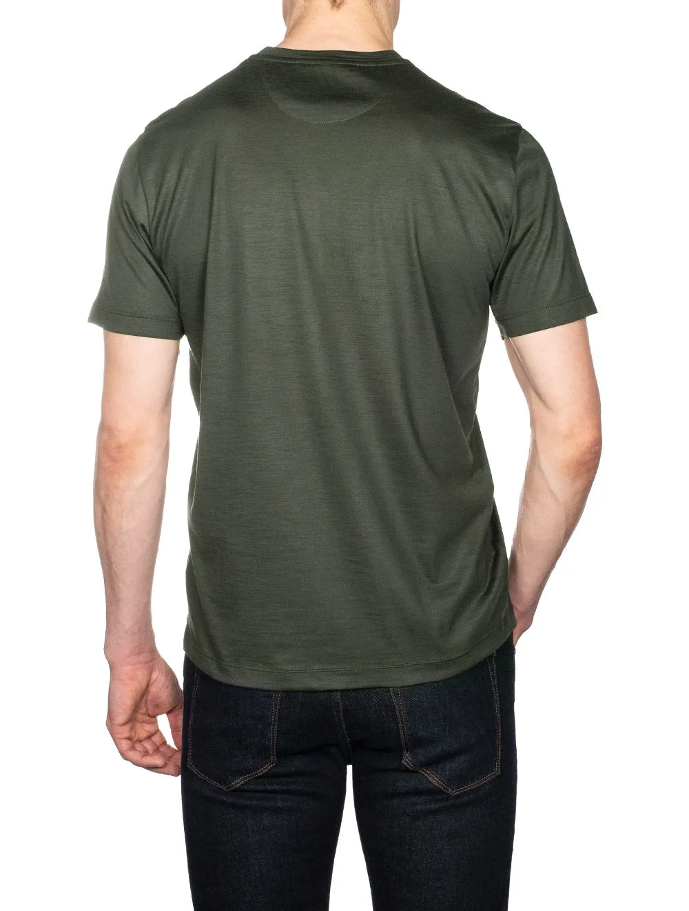 Kurzärmliges Woll-T-Shirt Grün