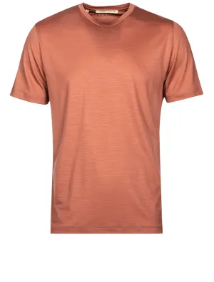 Kurzärmliges Woll-T-Shirt Pfirsich