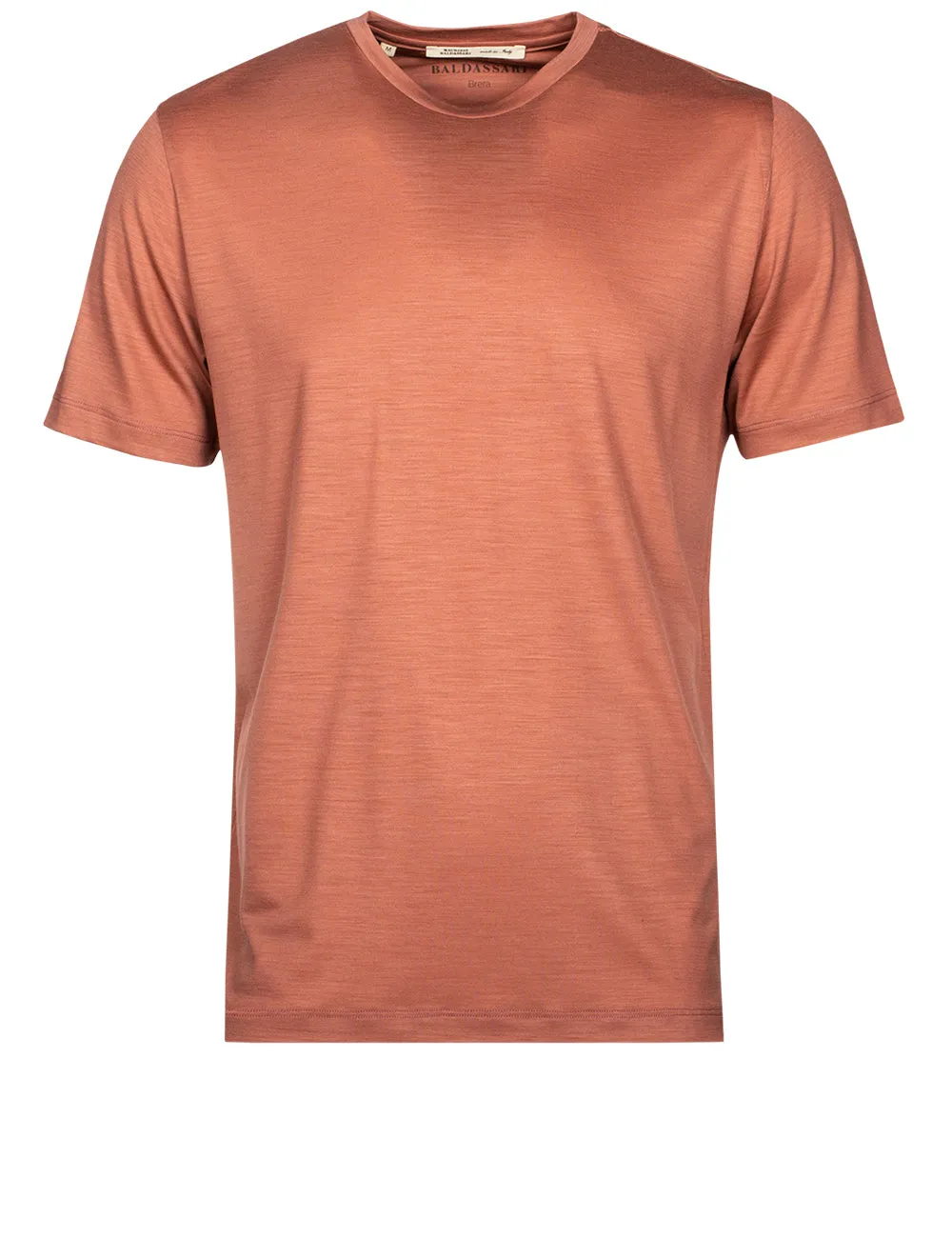 Kurzärmliges Woll-T-Shirt Pfirsich