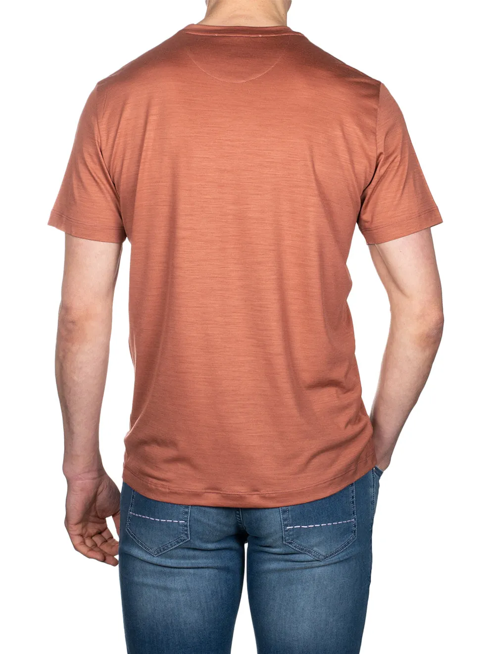 Kurzärmliges Woll-T-Shirt Pfirsich