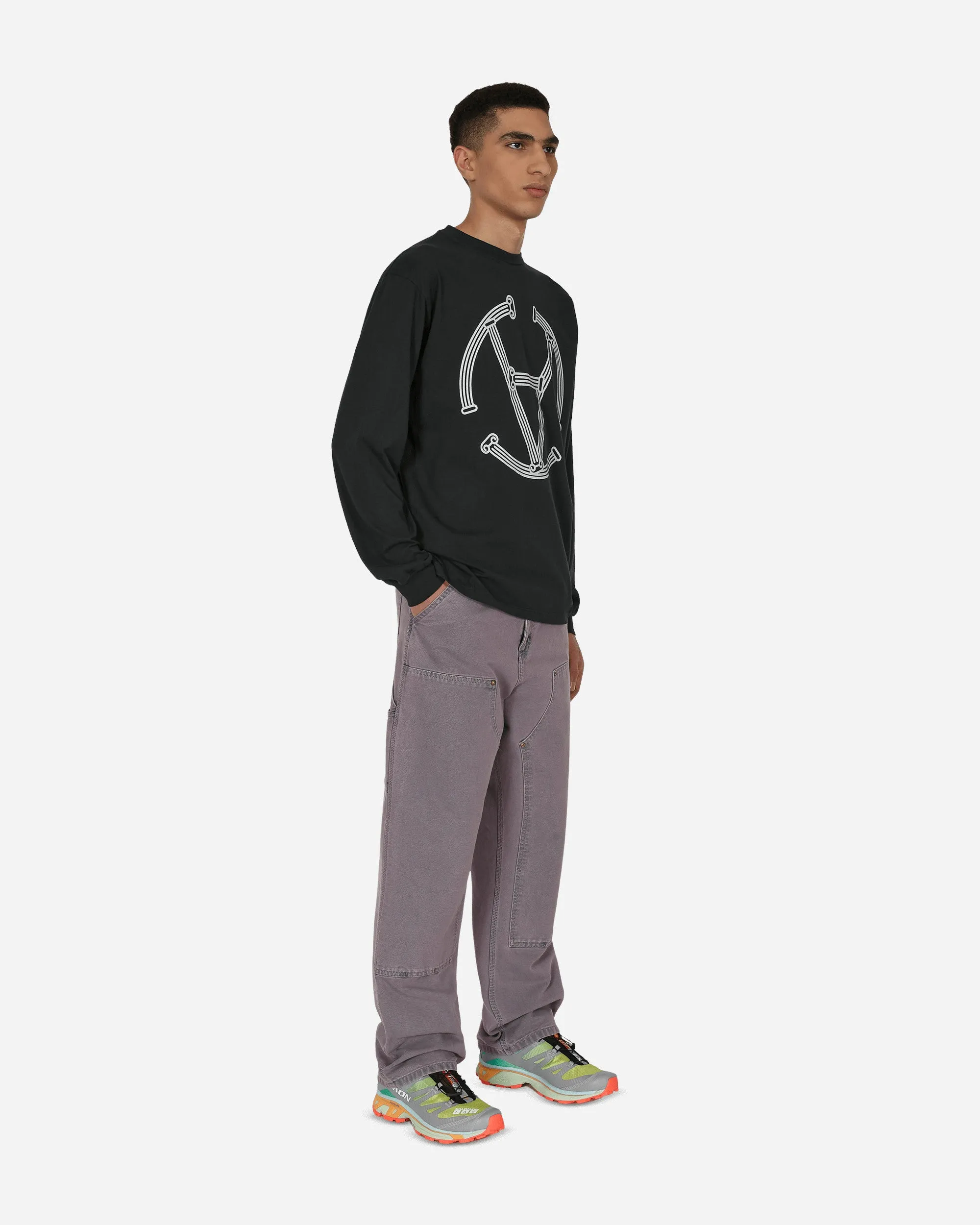 Slam Jam Exklusive Kolumne Kreis Langarm T-Shirt Schwarz