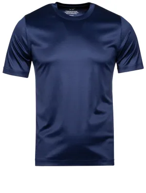 Slim Fit Rundhals-T-Shirt Marineblau