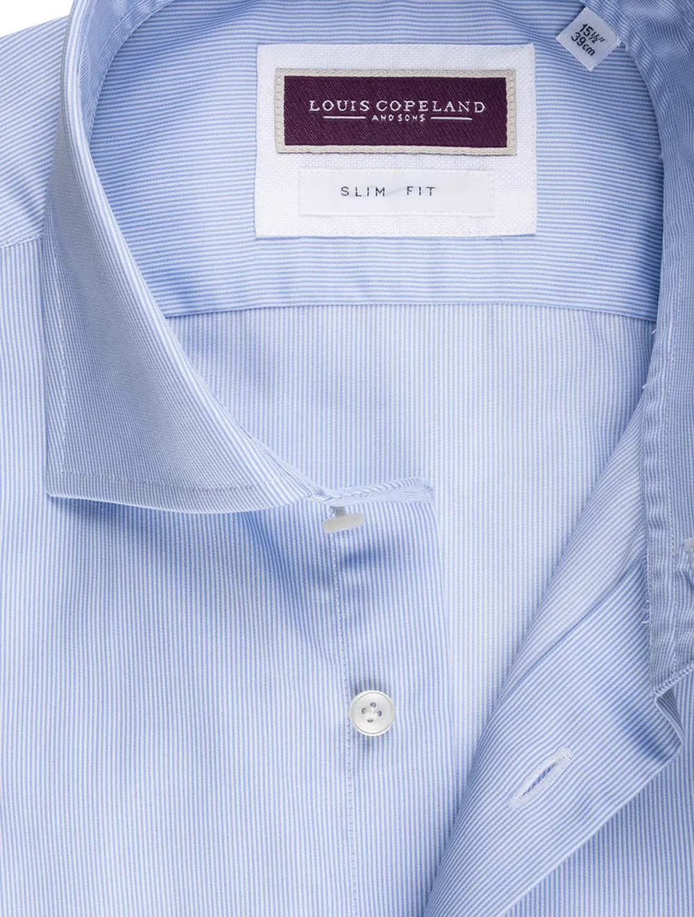 Slim Fit Hemd mit Haarlinienmuster - Blau