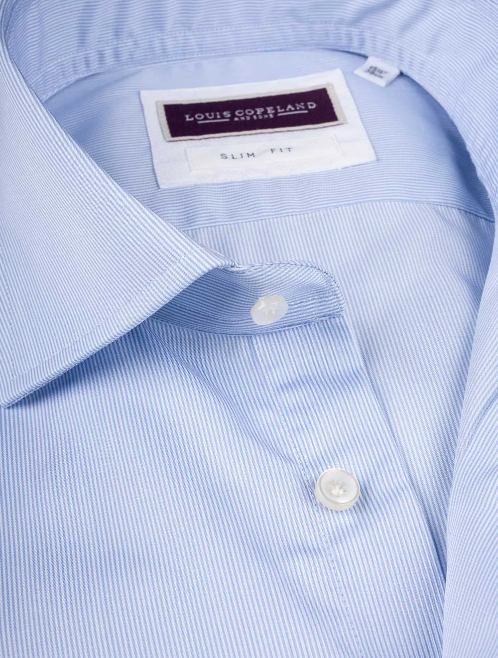 Slim Fit Hemd mit Haarlinienmuster - Blau