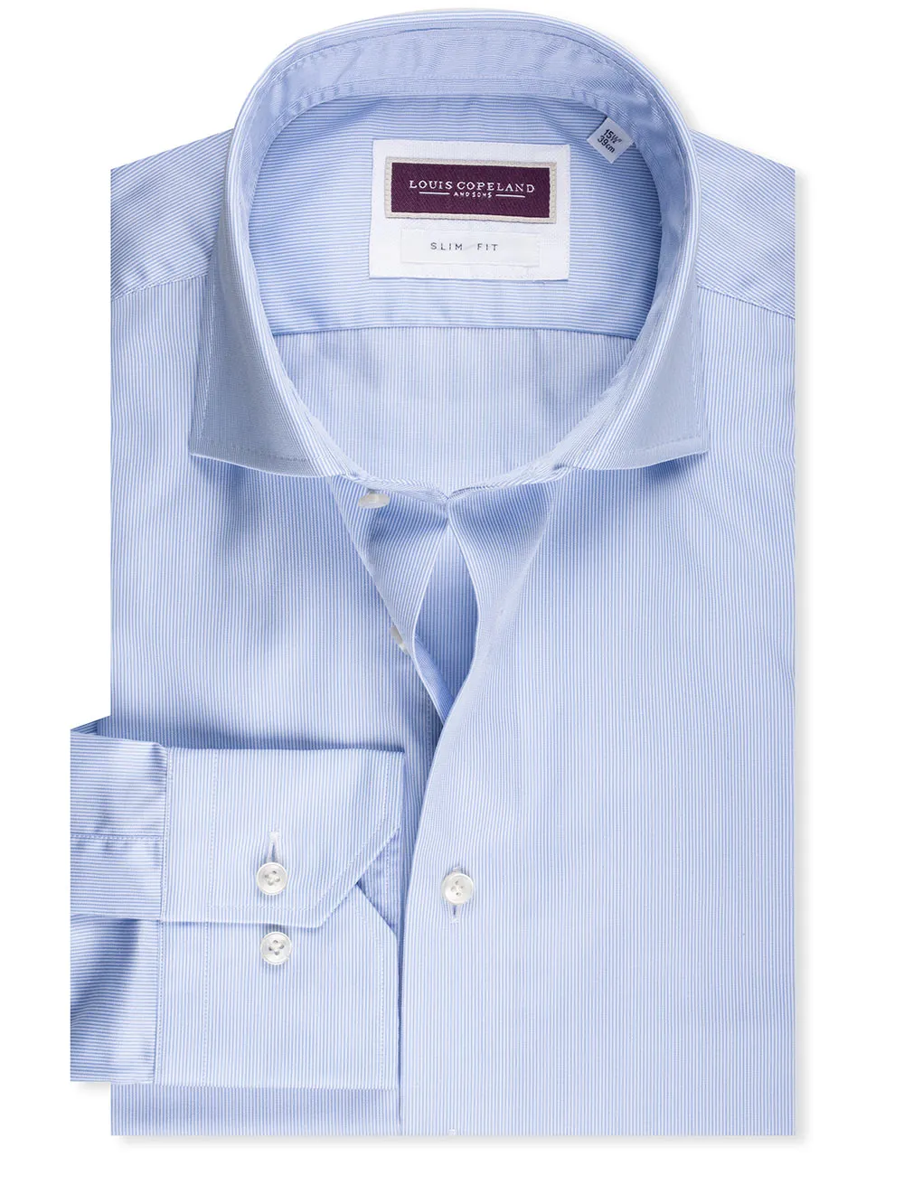 Slim Fit Hemd mit Haarlinienmuster - Blau
